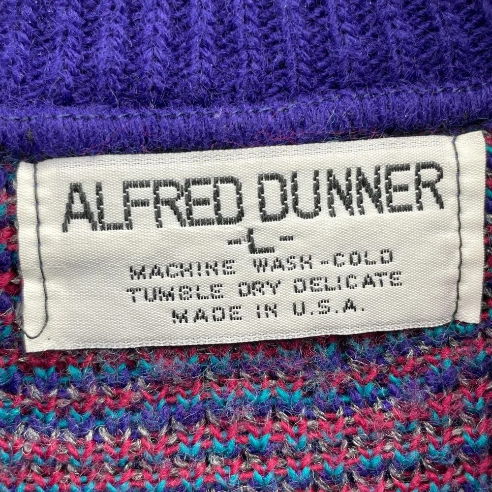 Vintage Alfred Dunner Sweater Mens Large Purple Cosby‎ Coogi Style 80s 90s Knit